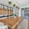 a clubhouse room with a table and chairs
