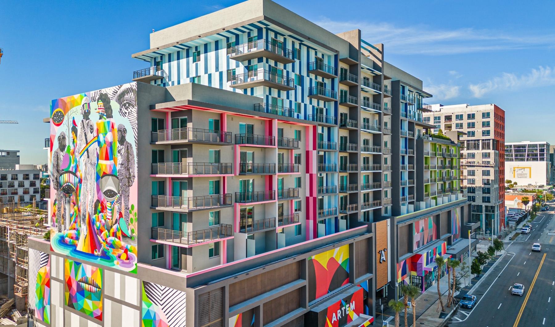 Settle into comfort at Artem a street with buildings along it